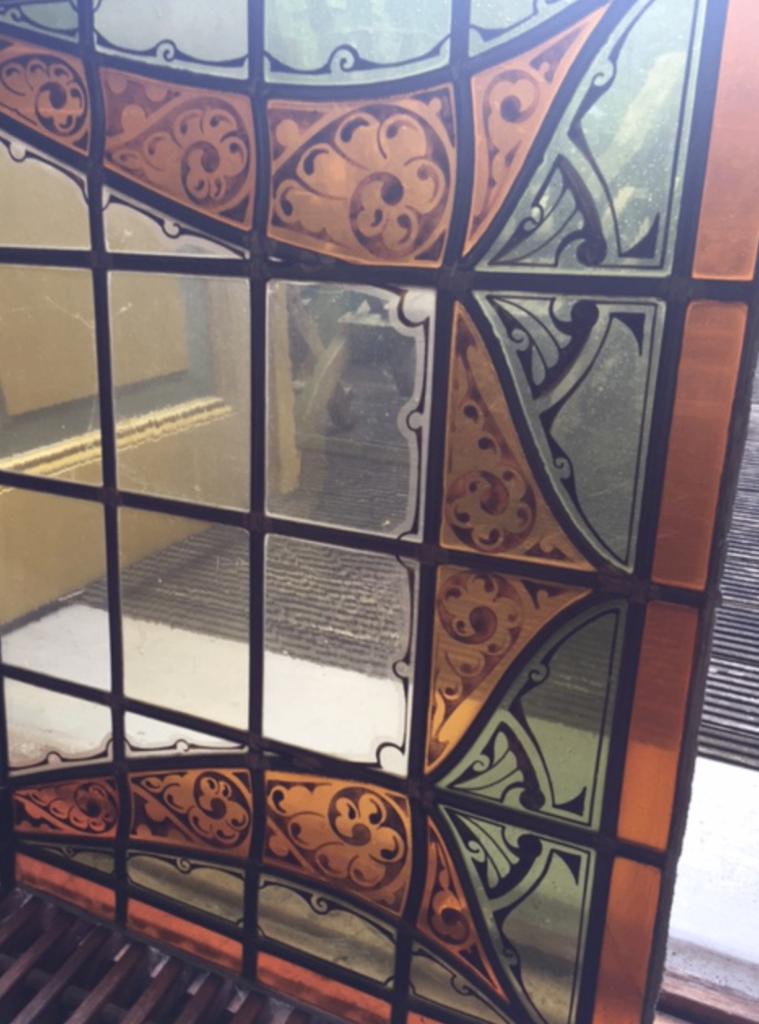 Glas en lood raam, gebrandschilderd, Amsterdamse school, Doe-het-zelf en Verbouw, Glas en Ramen, Ophalen, Gevelraam of Ruit, Gebruikt