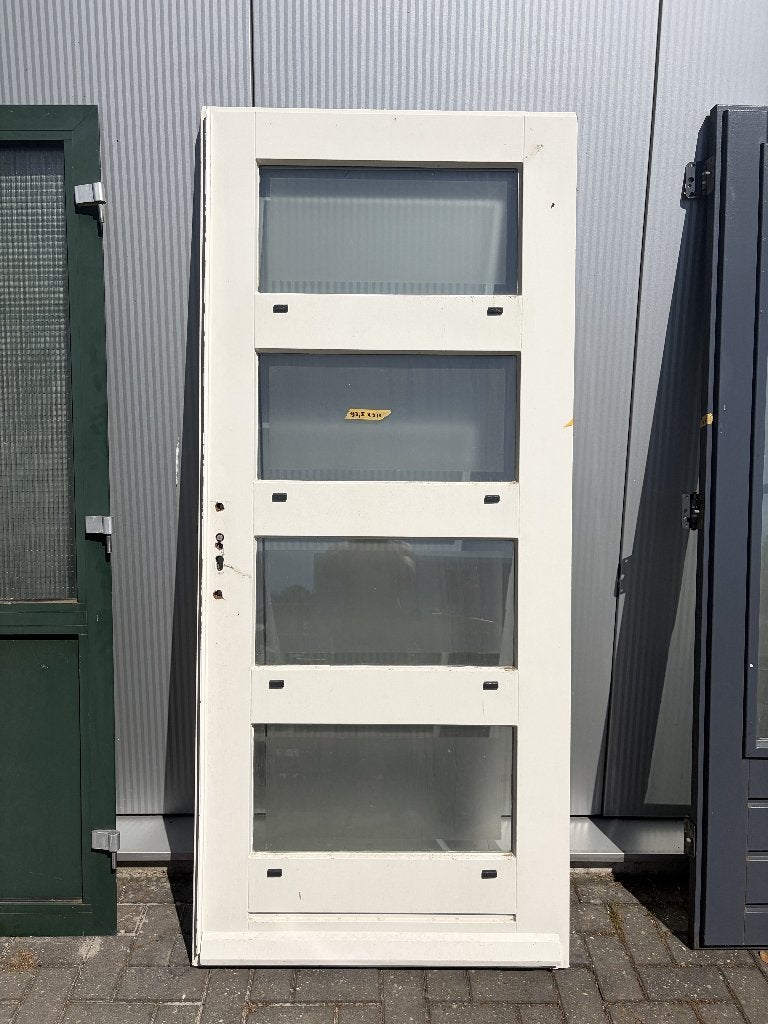 Witte buitendeur 4x glasraam | 92,5x211 cm | hout, Doe-het-zelf en Verbouw, Deuren en Horren, Gebruikt, Buitendeur, 200 tot 215 cm