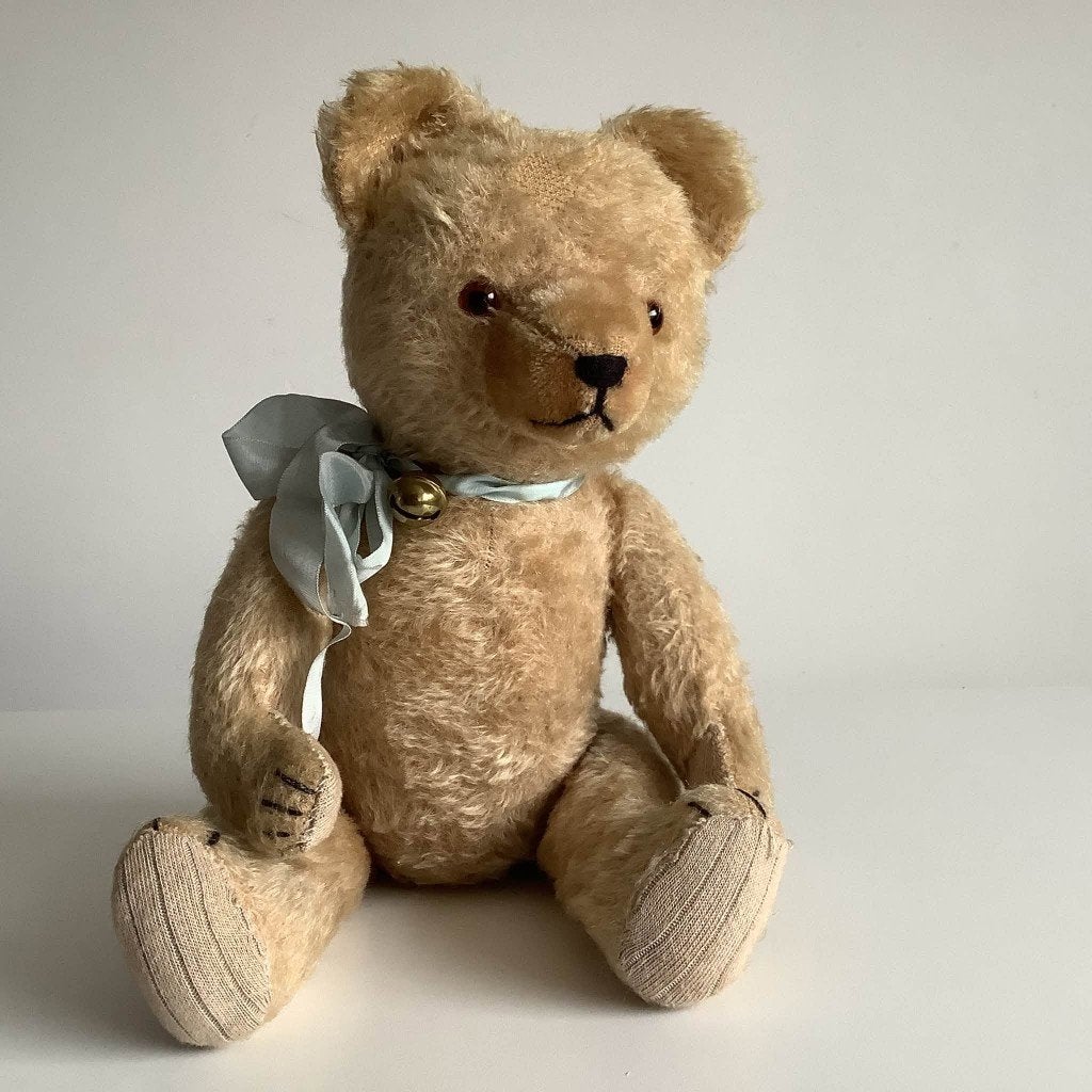 prachtige vintage Hermann teddybeer met brom rond 1940, Verzamelen, Ophalen of Verzenden, Gebruikt, Stoffen beer, Overige merken