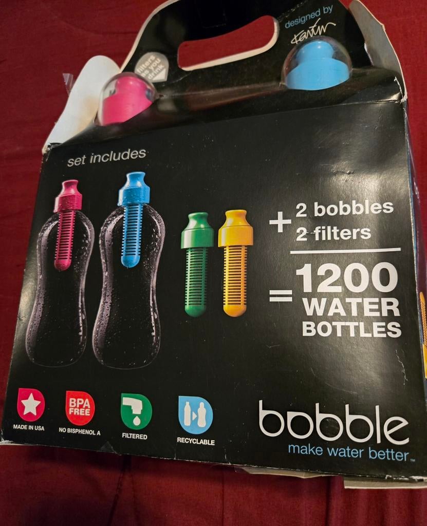 Bobble waterflessen set met filters - 2 flessen, 4 filters, Ophalen of Verzenden, Nieuw