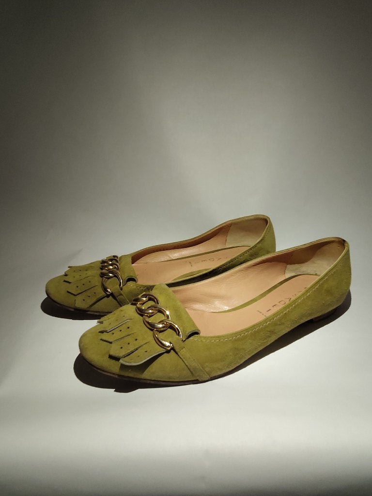 Casadei suède ballerina schoenen, Gedragen, Casadei, Groen, Ballerina's