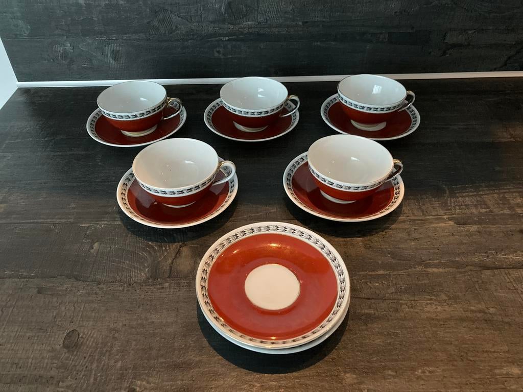 5 kop en schoteltjes Victoria China Czechoslovakia, Ophalen of Verzenden