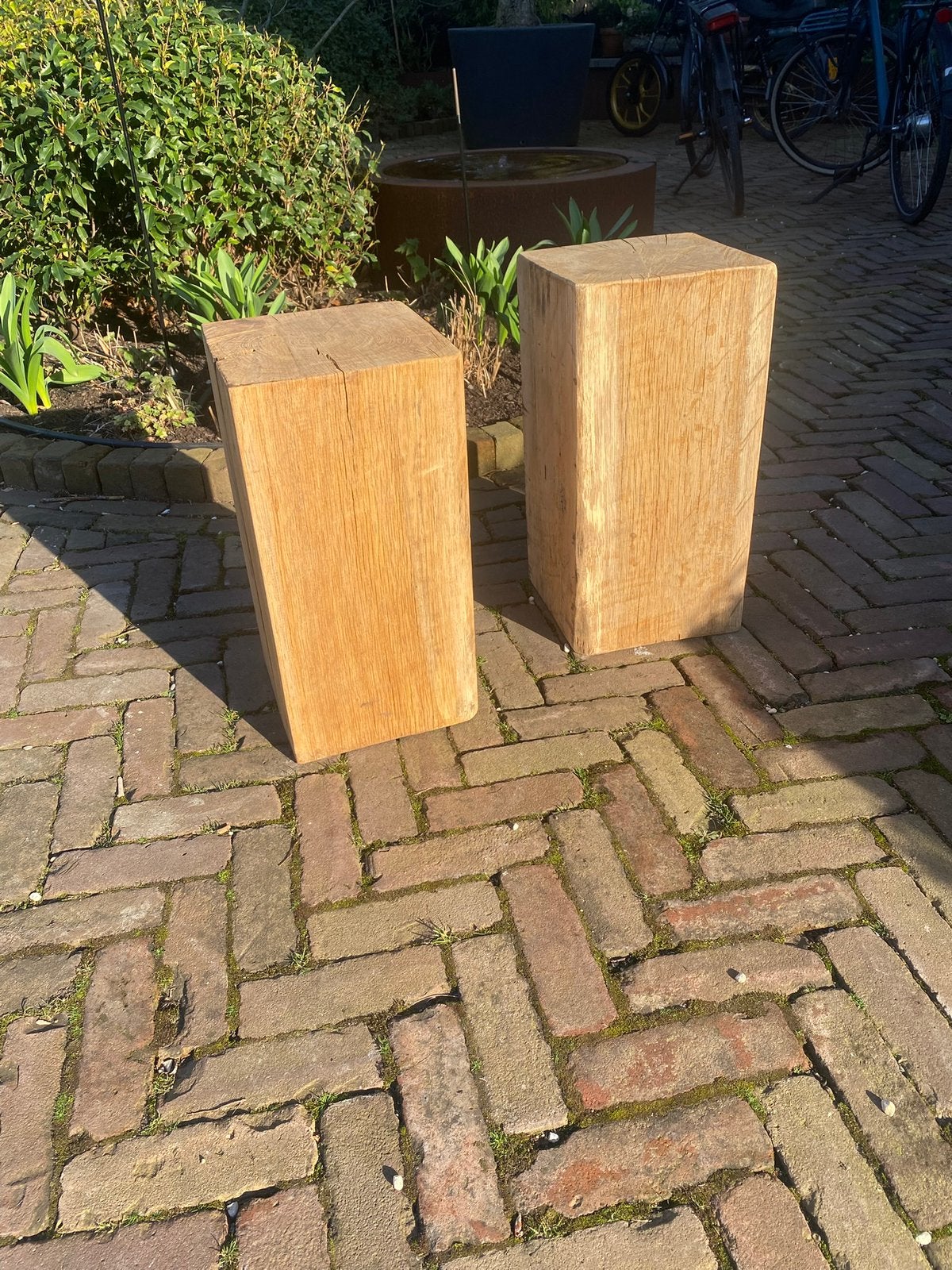 Mooie eikenhouten sokkel, Huis en Inrichting, Woonaccessoires | Zuilen en Pilaren, Ophalen, Zo goed als nieuw