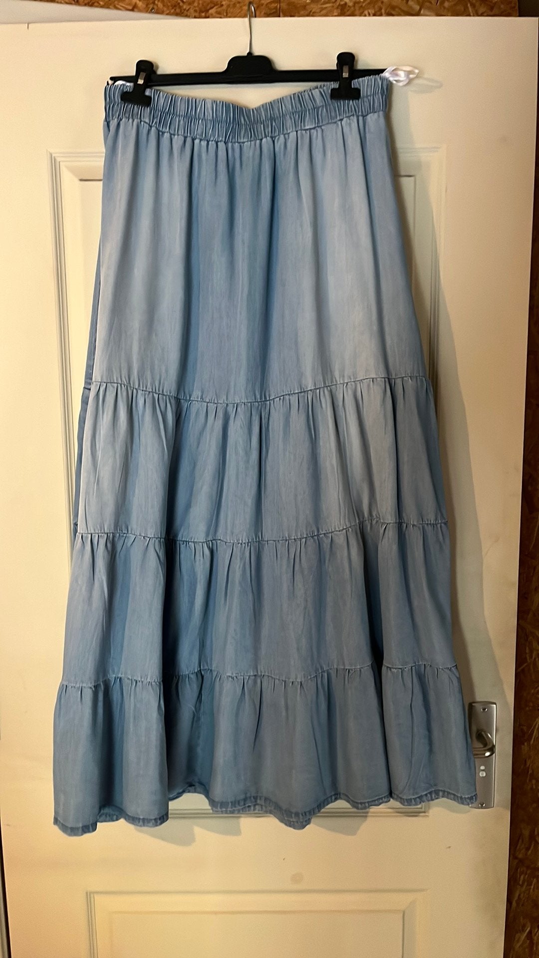 Lange denim strokenrok maat 46, Kleding | Dames, Rokken, Blauw, Maat 46/48 (XL) of groter, Ophalen of Verzenden, Zo goed als nieuw