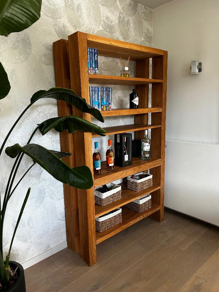 Teakhouten kast Double van Foucault, Huis en Inrichting, Kasten | Dressoirs, Ophalen, Met plank(en), Modern teak, Teakhout
