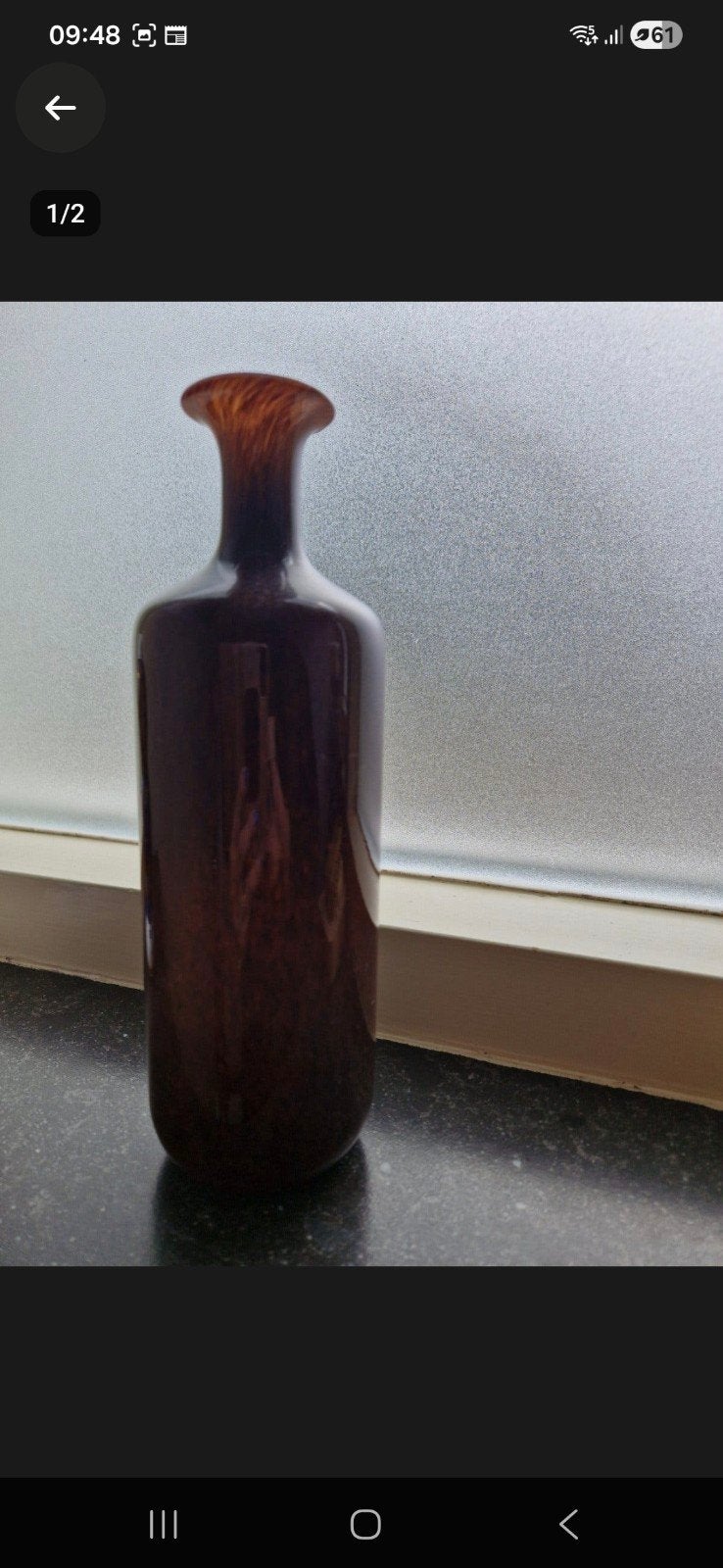 25 cm hoge vaas, Bruin, 25 cm, Ophalen of Verzenden, Glas