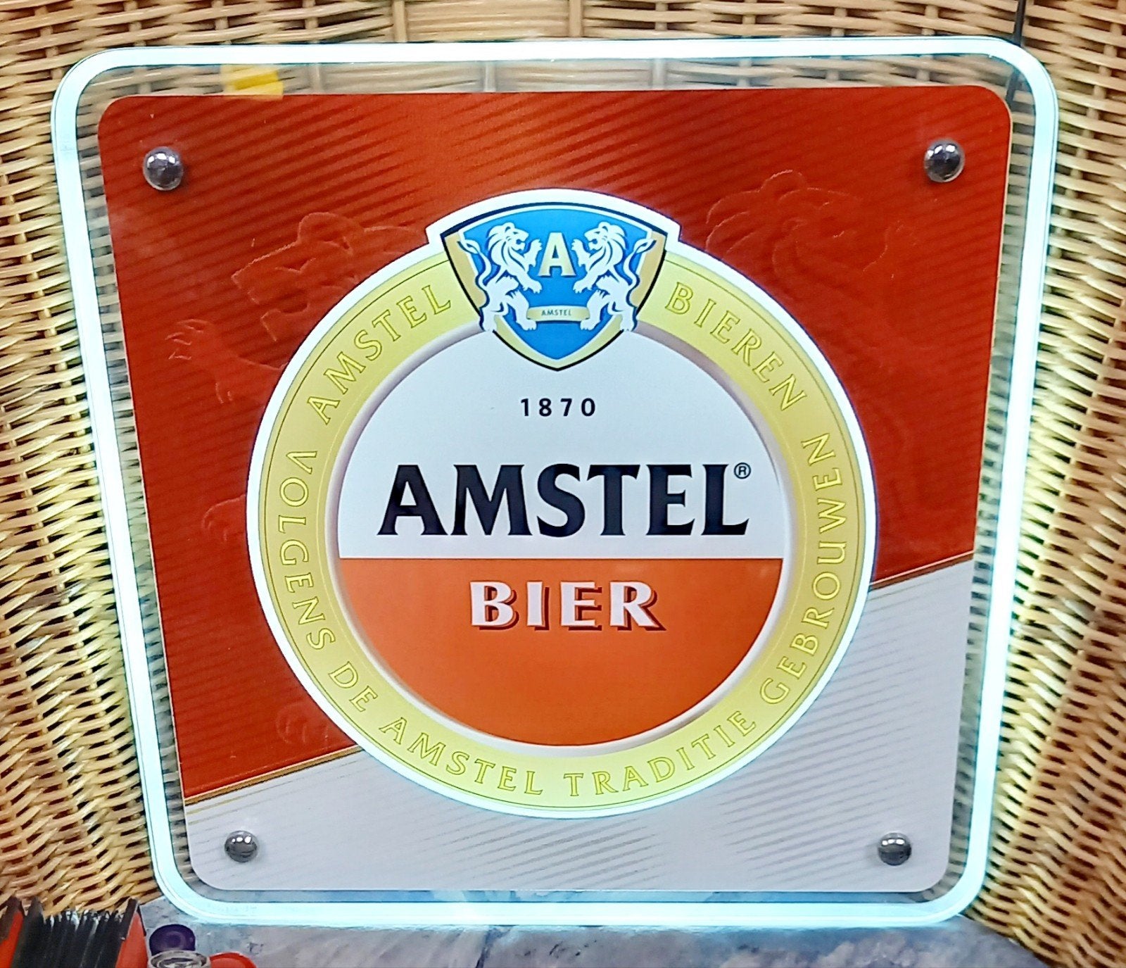 Lichtbakje, lichtreclame Amstel bier, Ophalen, Zo goed als nieuw, Overige typen, Amstel