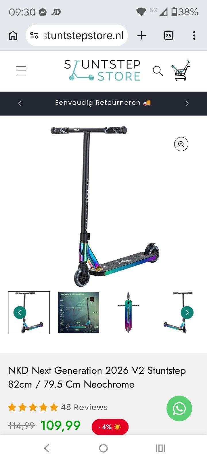 NKD Next Generation Stuntstep Neochrome, Fietsen en Brommers, Steps, Ophalen of Verzenden