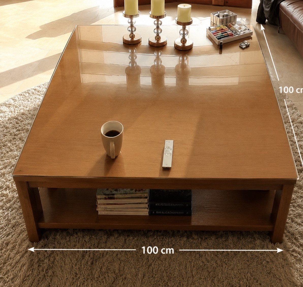 Stijlvolle houten salontafel met opbergruimte, Ophalen, Gebruikt, 50 tot 100 cm, 50 tot 100 cm