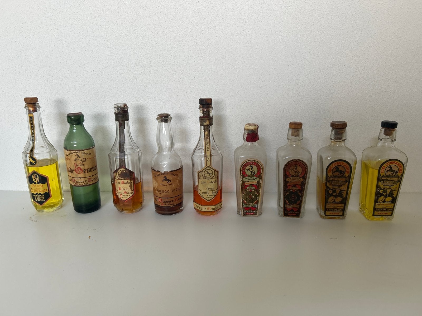 9 Zeer Oude Drankminiaturen Daniel Visser en Zoonen Schiedam, Antiek en Kunst, Ophalen of Verzenden