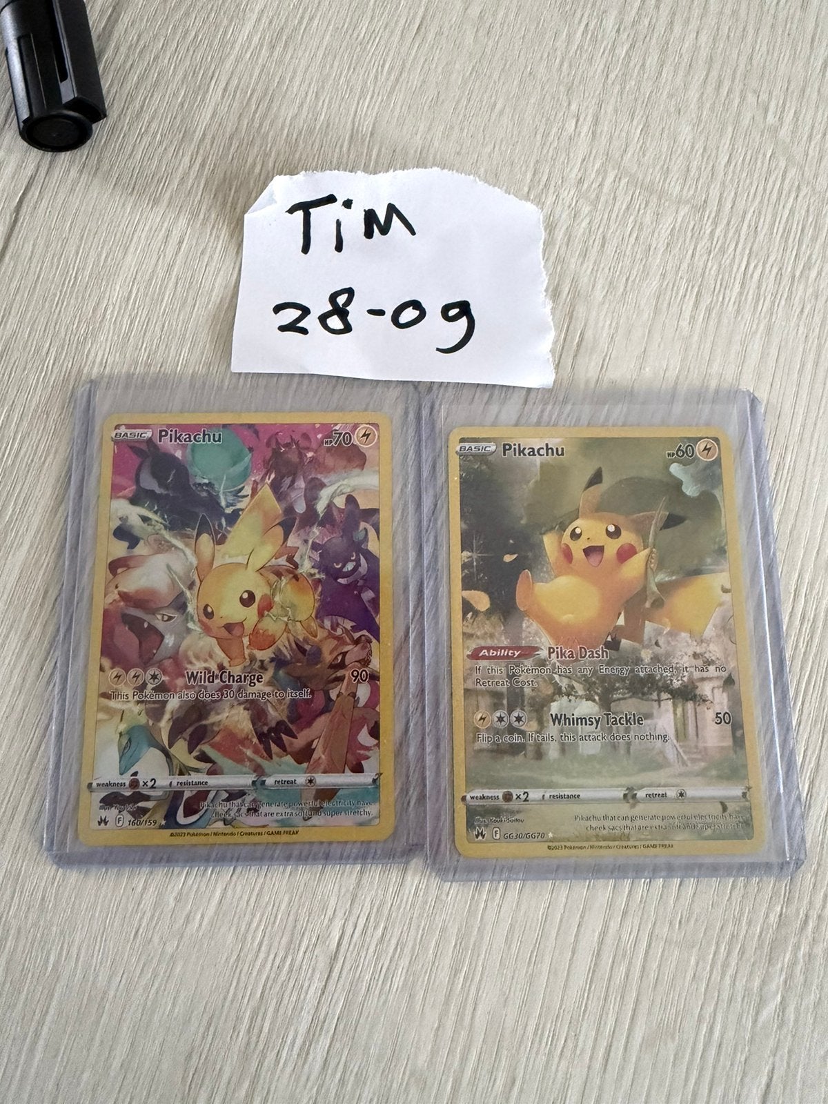 Pokemon crown zenith pikachu 160 en GG30, Ophalen of Verzenden, Nieuw, Meerdere kaarten, Foil