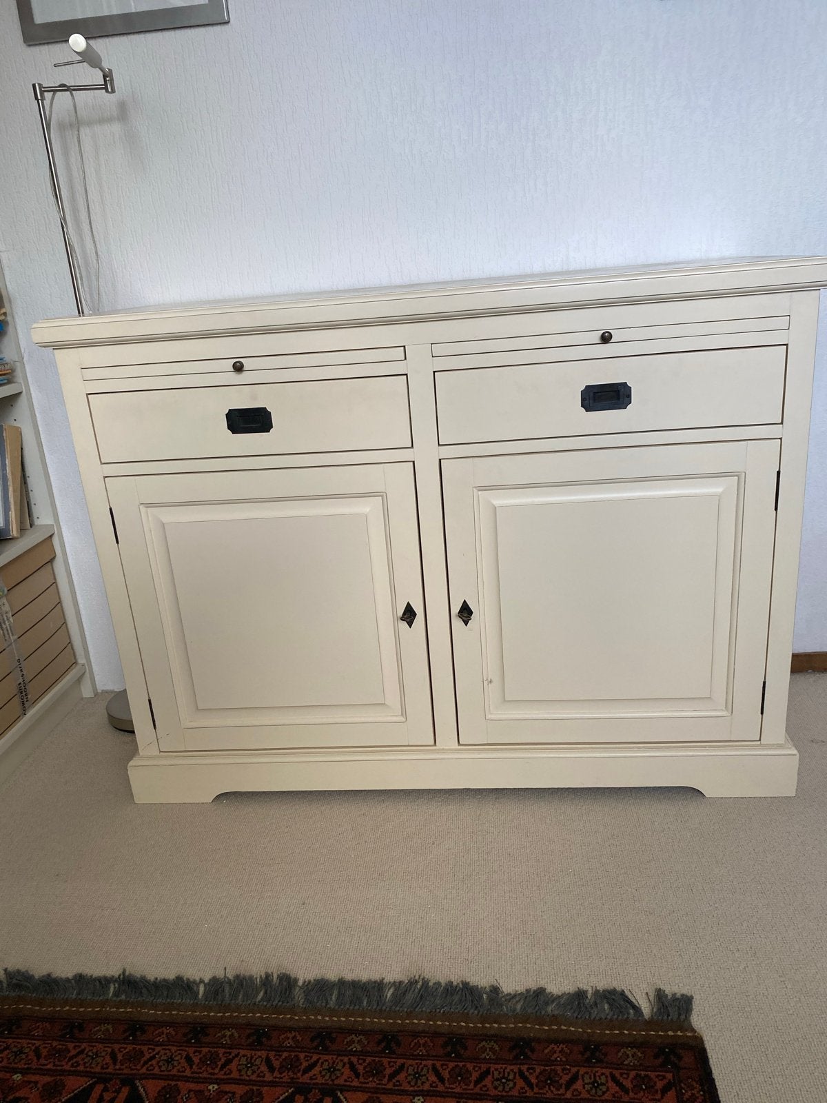 Crèmekleurige Dressoirkast met Lades en Deuren - 122x45x90 c, Huis en Inrichting, Ophalen, Gebruikt, 100 tot 150 cm, Met lade(s)