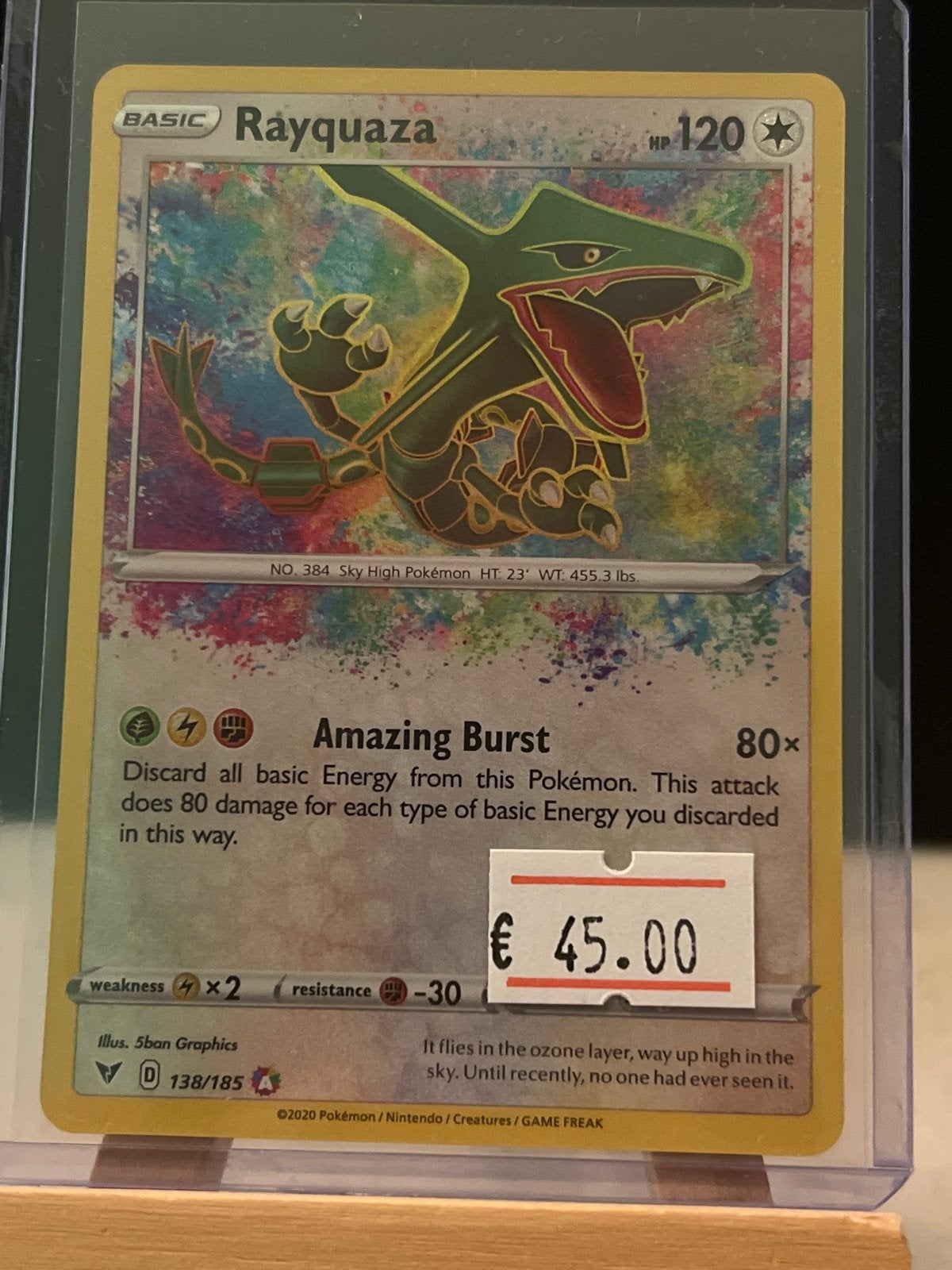 Pokémon Kaart Rayquaza V 138/185 - Zo goed als nieuw, Ophalen of Verzenden, Zo goed als nieuw, Losse kaart