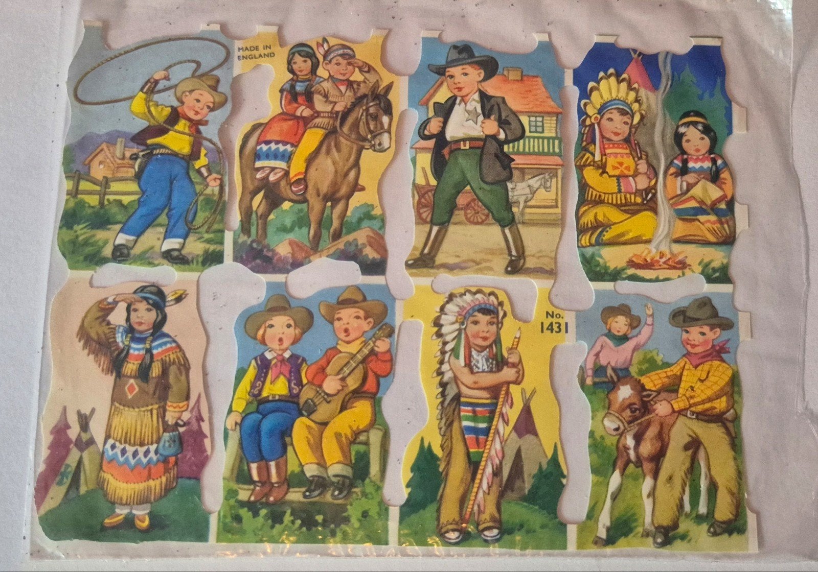 Vintage Poezieplaatjes: cowboys en Indianen, Verzamelen, Ophalen of Verzenden