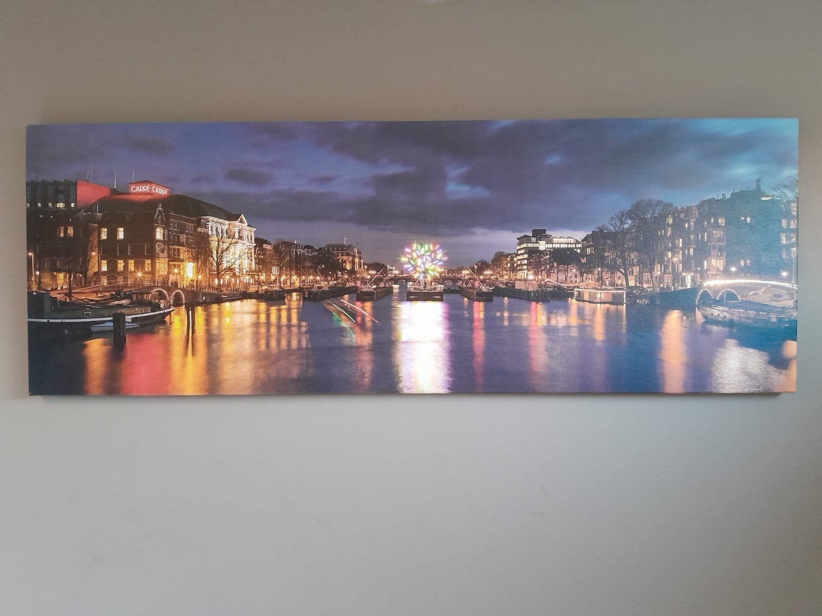 Schilderij amsterdam poster canvas 170cm bij 60cm, Antiek en Kunst, Ophalen
