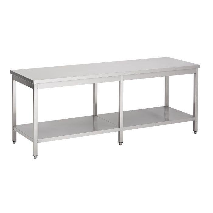 RVS Werktafel met onderschap - 375x70x90 cm, Ophalen, Nieuw zonder verpakking, RVS Meubilair
