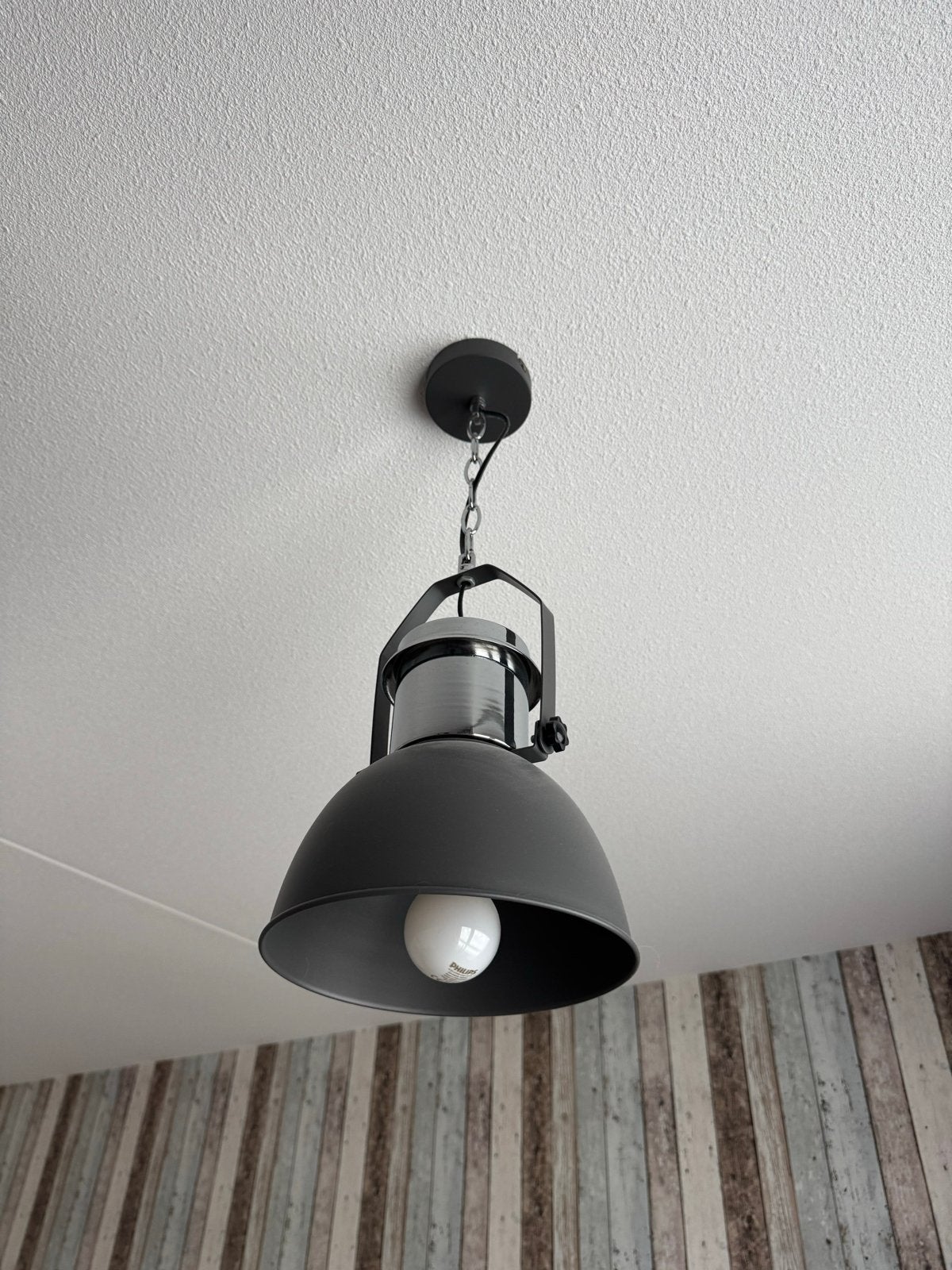 2x Industriële Hanglamp - Zwart Metaal, Ophalen, Gebruikt, Metaal, E27 (groot)