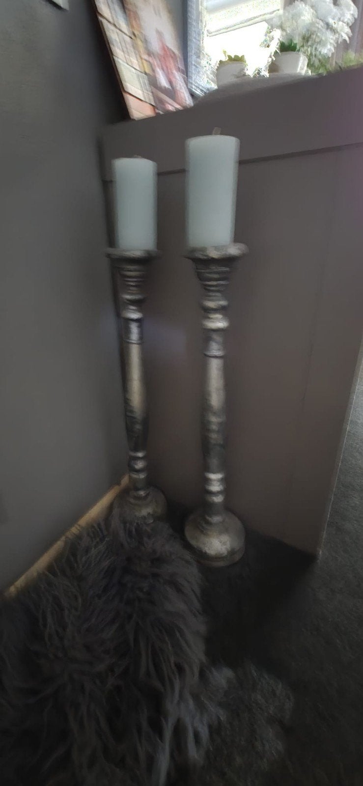 Set van 2 hoge kaarsenstandaards, Huis en Inrichting, Ophalen, Gebruikt, Overige merken, Kandelaar