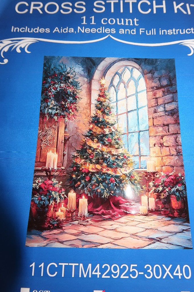 nieuw borduur pakket kerst / kerstboom 30x40cm, Ophalen of Verzenden, Nieuw, Handborduren, Borduurpakket