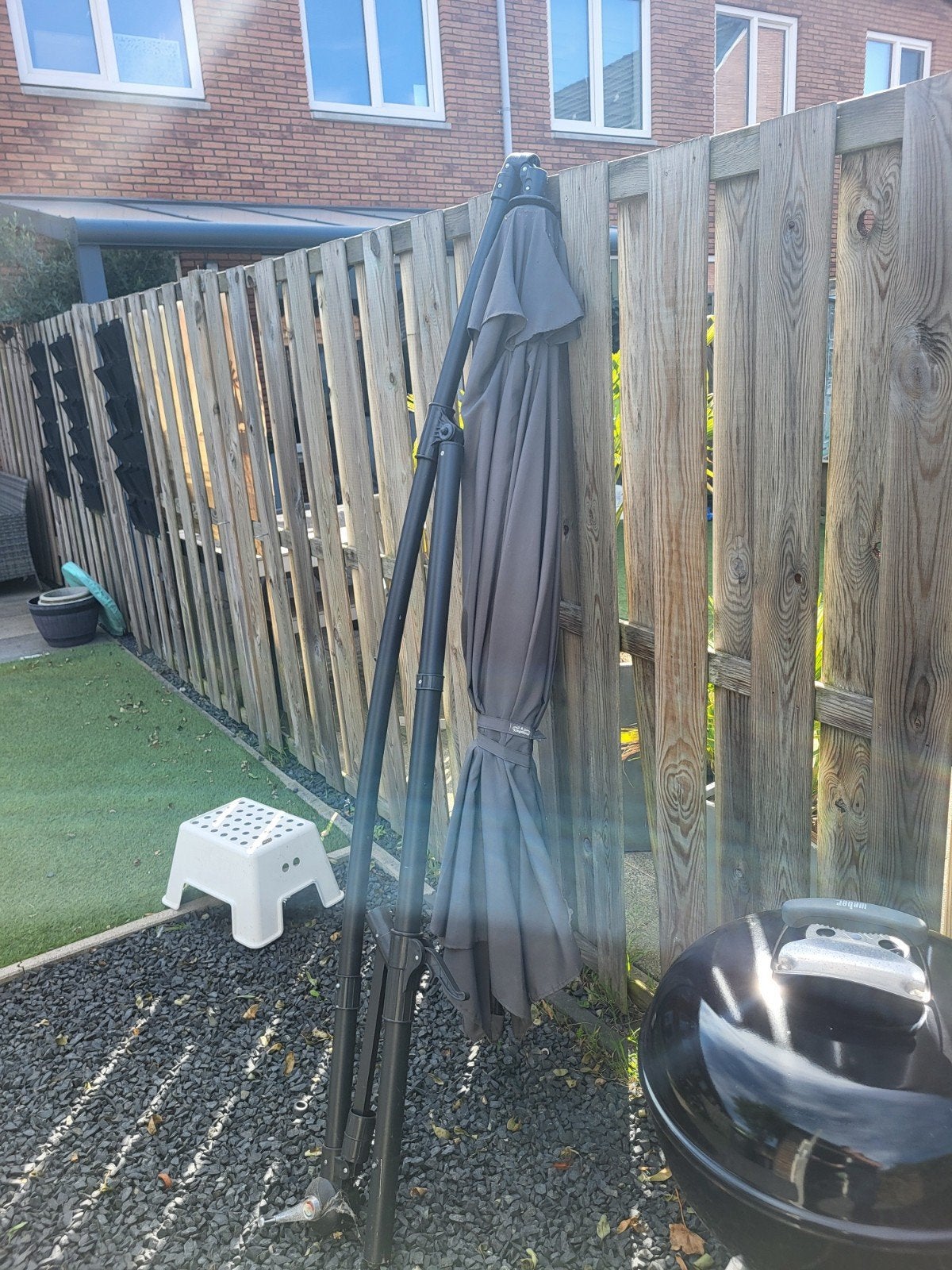 Zweefparasol met voet - Grijs, Ophalen, Gebruikt, Zweefparasol