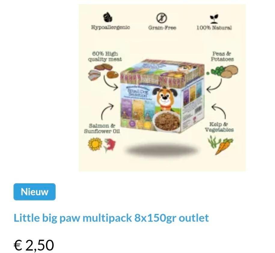 Little big paw multipack 8x150gr, Dieren en Toebehoren, Dierenvoeding, Ophalen of Verzenden