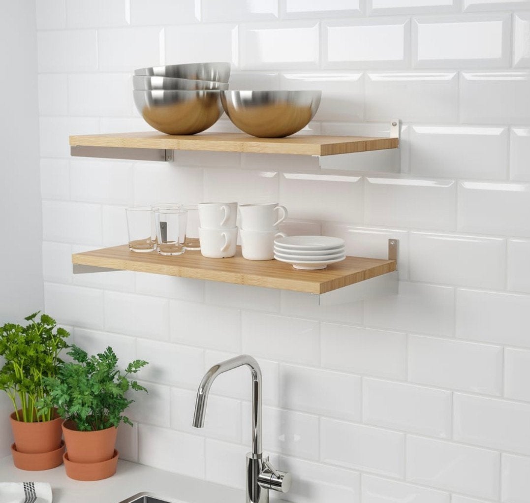 5 stuks IKEA Kungsfors wandplanken bamboe, Ophalen of Verzenden, Zo goed als nieuw