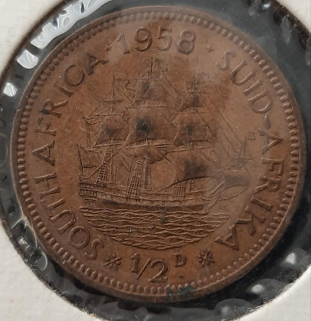Zuid-Afrika ½ penny 1958 , Oplage: 2.171.000., Ophalen of Verzenden, Zuid-Afrika, Losse munt