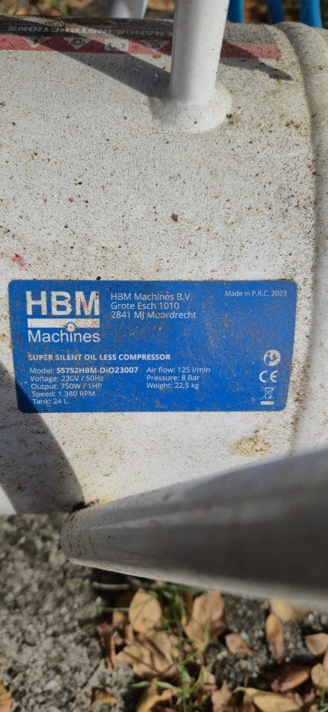 HBM 55752HBM Luchtdruk Compressor 125 L/min 8 Bar, Ophalen, Mobiel, 6 tot 10 bar, Zo goed als nieuw