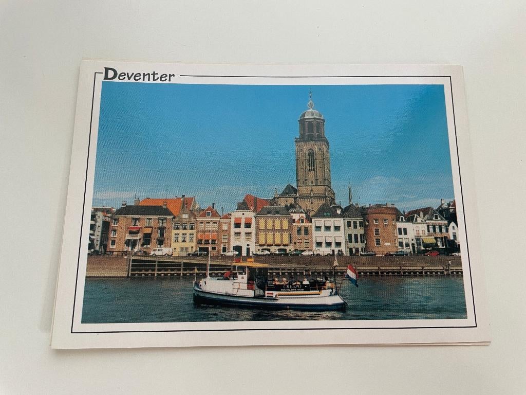 D520 Ansichtkaart Deventer : Lebuinuskerk met Pontje, Ophalen of Verzenden, 1980 tot heden, Ongelopen, Overijssel