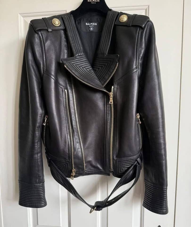 100% Origineel - BALMAIN - Leren Biker jas - 44 FR, Ophalen of Verzenden, Zo goed als nieuw, Zwart