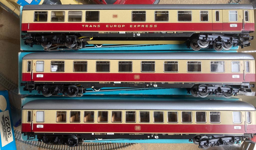 Marklin DB TEE rijtuigen 4056, 4058, 4059 vintage OVP licht, Wisselstroom, Wagon, Ophalen of Verzenden, Zo goed als nieuw
