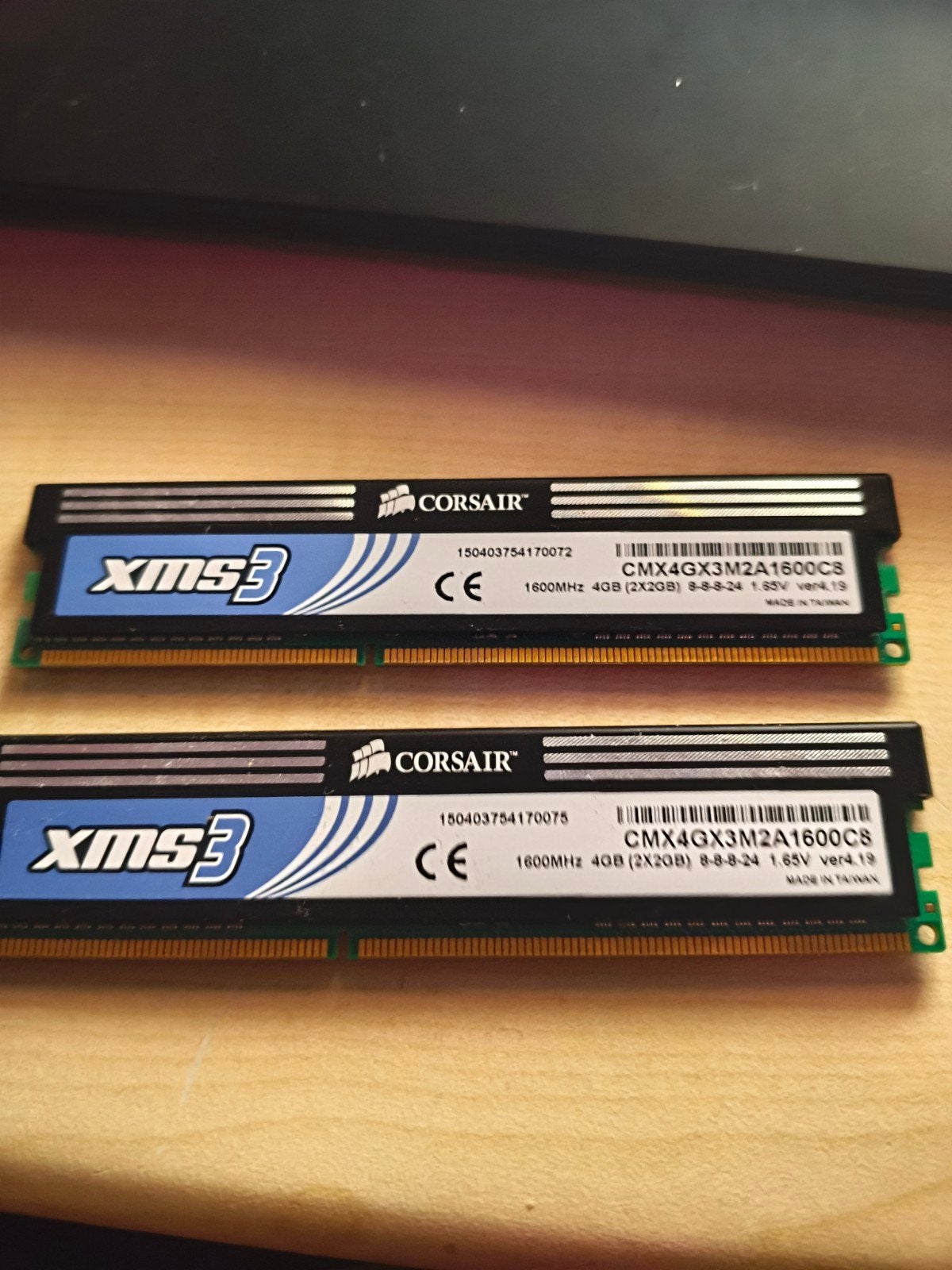 Corsair XMS3 DDR3 1600MHz RAM - 2x2GB (4GB totaal), Gebruikt, Server, DDR3, Ophalen of Verzenden