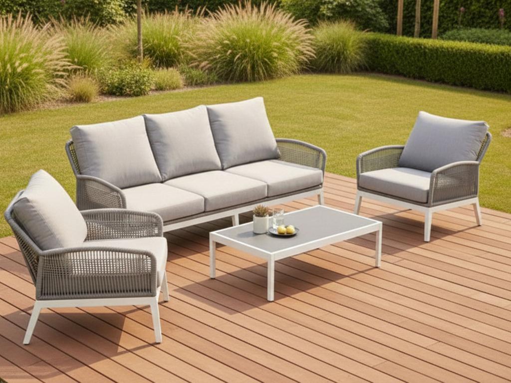 Loungeset tuin NIEUW | Aluminium | Sunbrella | 4-delig, Ophalen, Zo goed als nieuw, Aluminium