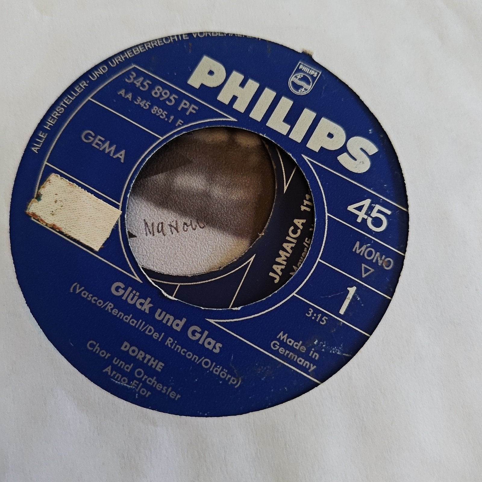 Dorthe - Glück und Glas  Jamaica 11" (Philips 45 RPM Single, Cd's en Dvd's, Vinyl Singles, Gebruikt, 7 inch, EP, Schlager