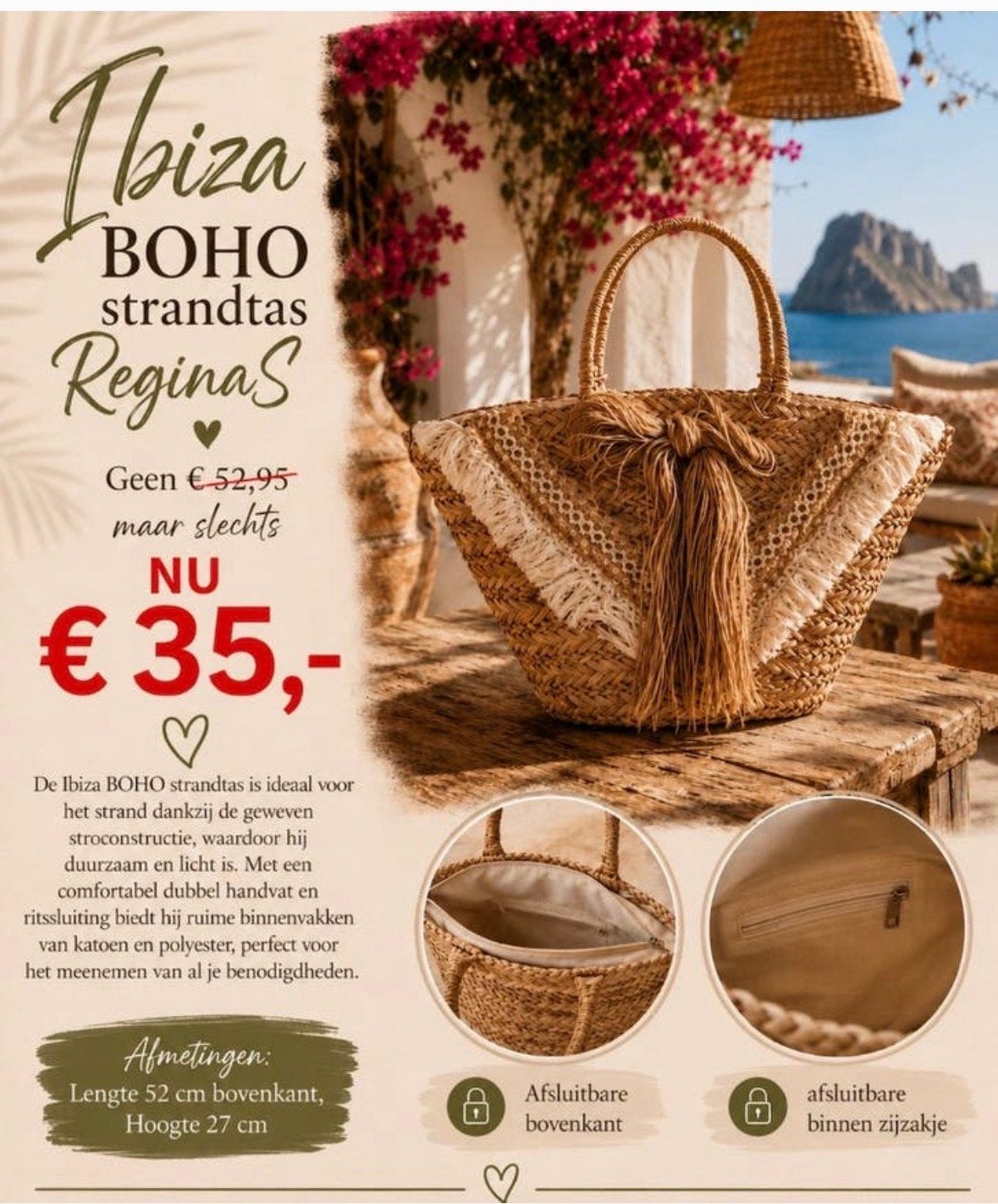 Ibiza BOHO strandtas ReginaS - Goedkoper vind je deze niet!, Ophalen of Verzenden, Nieuw