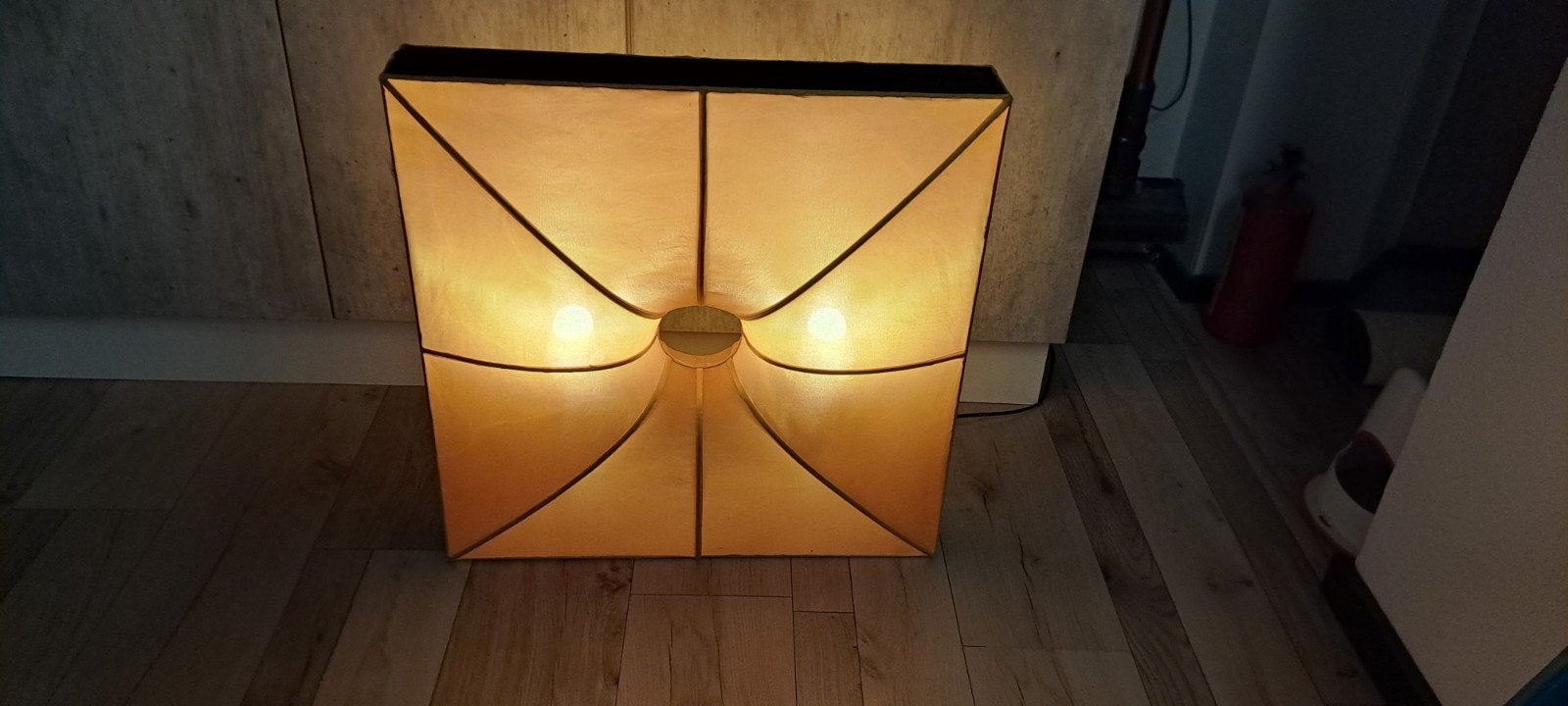 Design lamp jaren 80 oranje stof, Huis en Inrichting, Ophalen, Overige typen, Vierkant, Oranje
