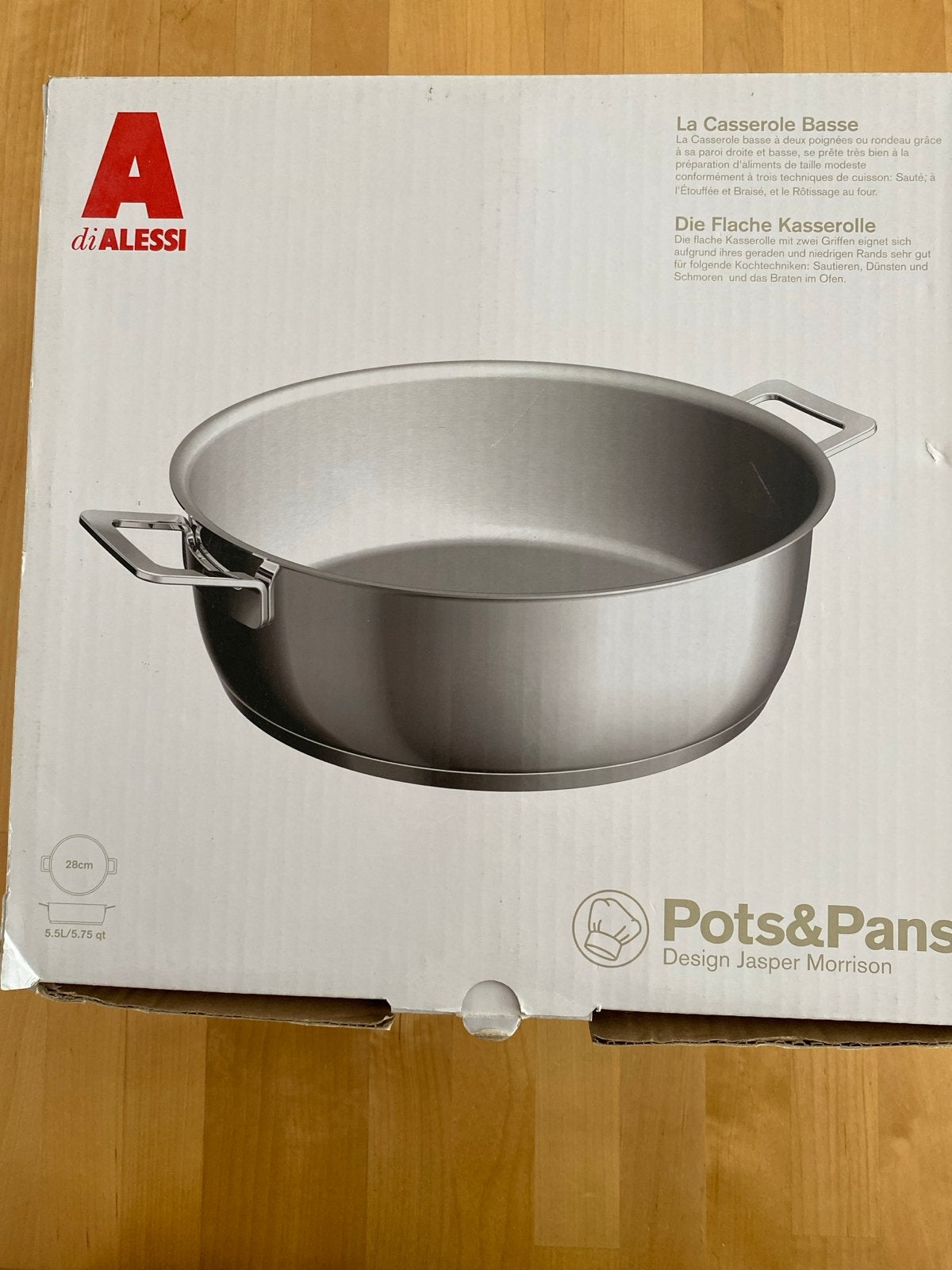 Alessi Pots&Pans Lage Braadpan 28cm - Nieuw in doos, Ophalen of Verzenden, Nieuw, Rvs