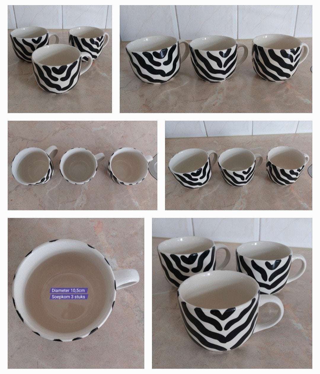 Soepkommen met Oor Set van 3 voor €15, Huis en Inrichting, Ophalen of Verzenden, Zo goed als nieuw, Overige stijlen, Kom(men)