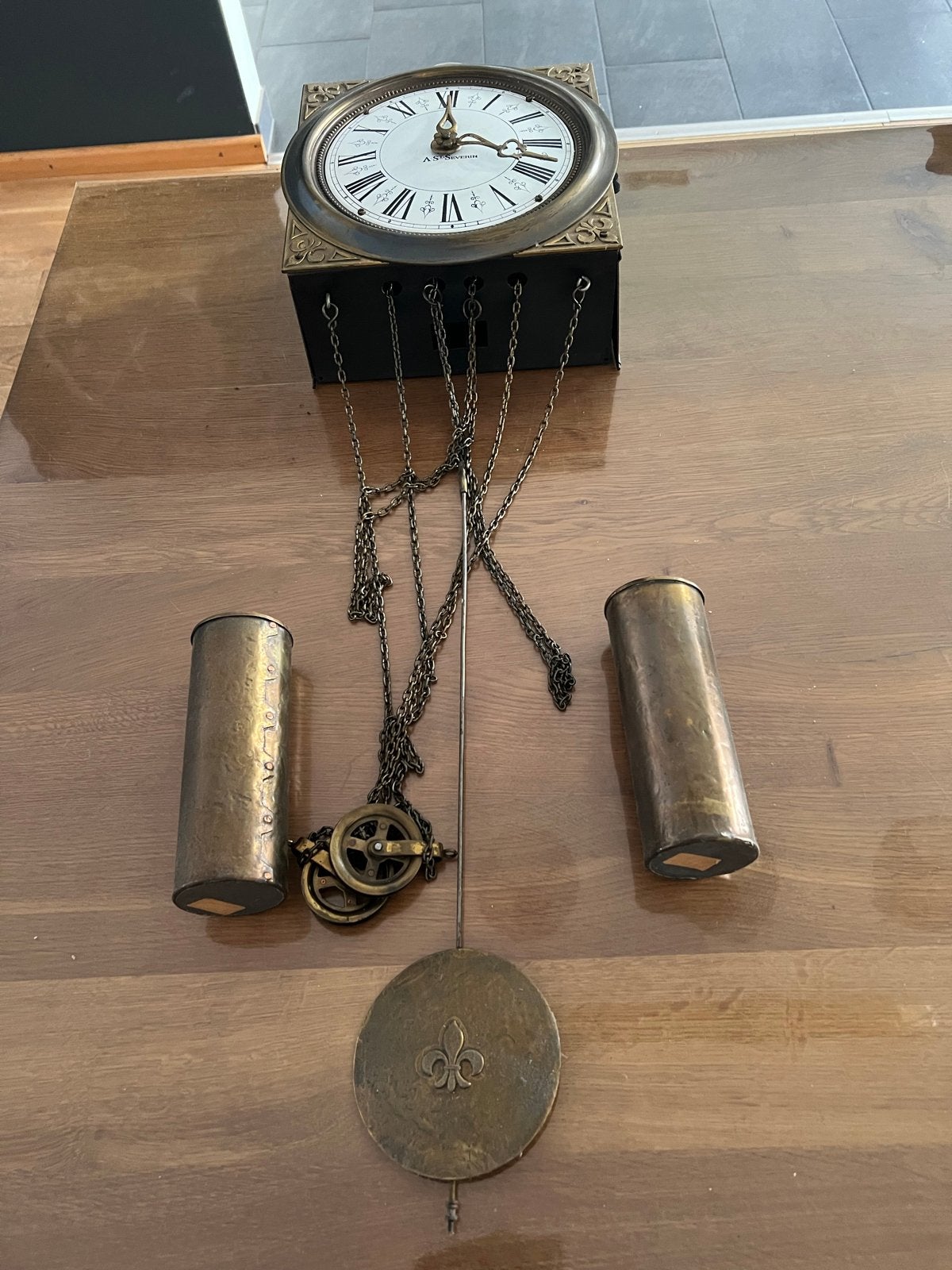 Antieke A. St. Severin Wandklok met Gewichten en Slinger, Ophalen of Verzenden