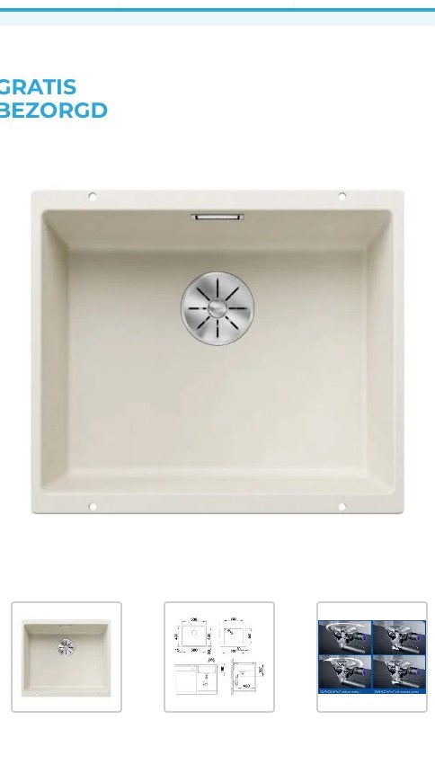 Onderbouw Spoelbak 53 x 46 - Blanco Subline 500 - zacht wit, Wit, Zo goed als nieuw, Minder dan 100 cm, 25 tot 50 cm