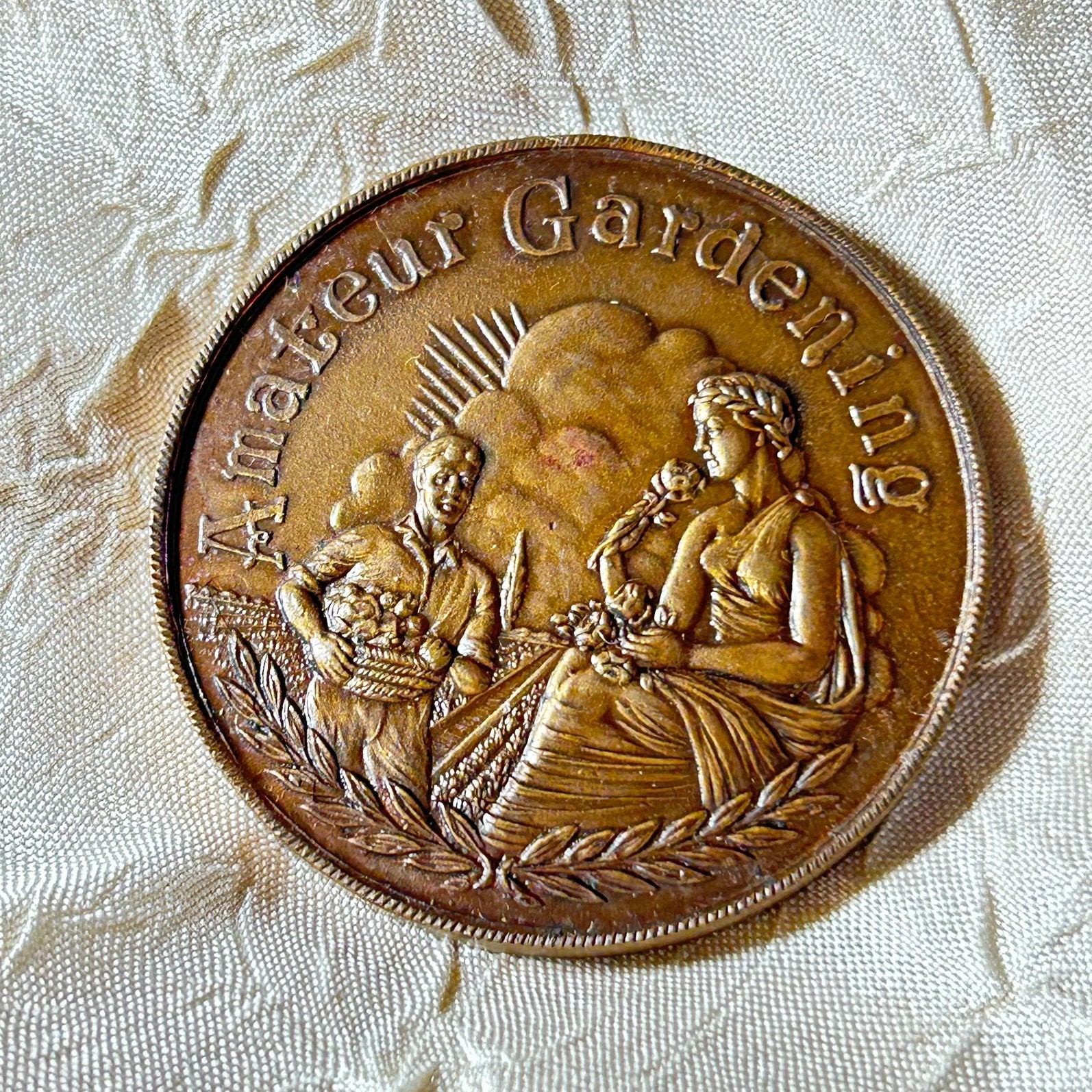 Vintage bronzen Amateur Gardening medaille tuinbouw UK, Ophalen of Verzenden, Brons, Buitenland