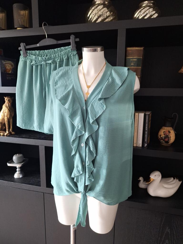 Zomersetje blouse met kort broekje 1 maat 40 42 44, Made in Italy, Overige kleuren, Maat 42/44 (L), Ophalen of Verzenden