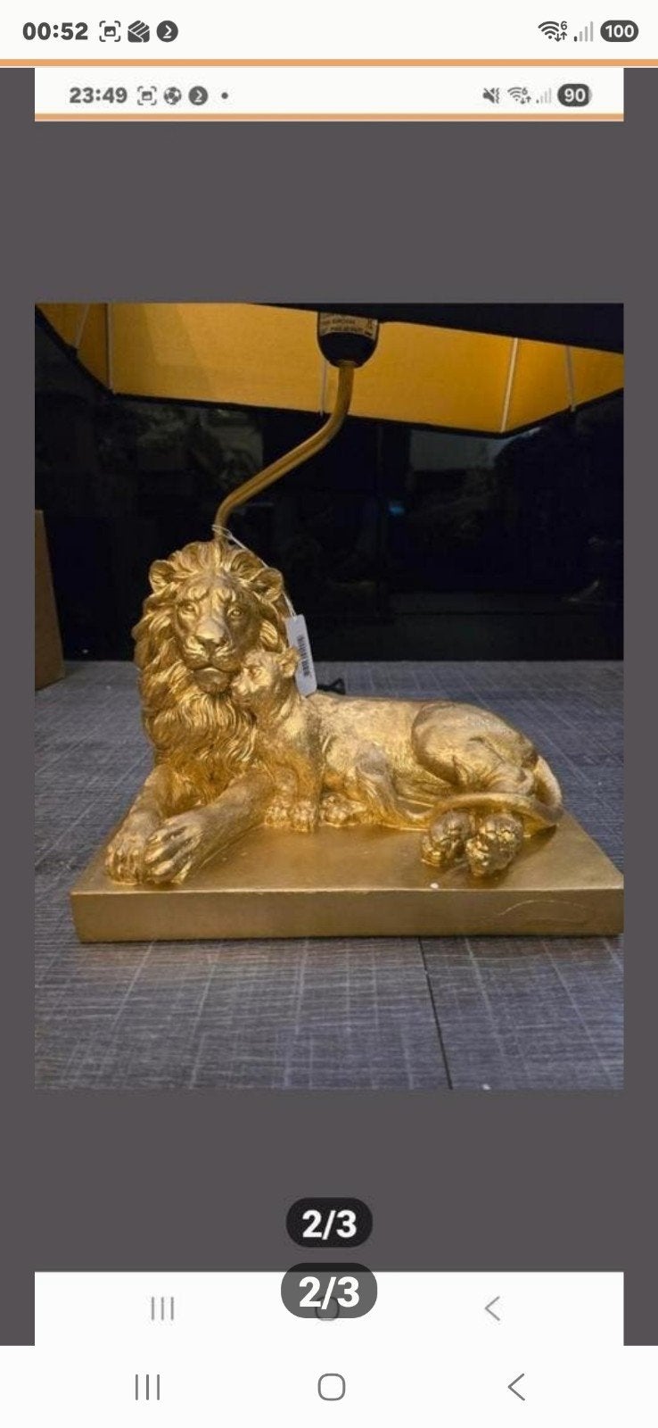 Prachtige gouden leeuw lamp., Huis en Inrichting, Ophalen of Verzenden, Nieuw, Minder dan 50 cm
