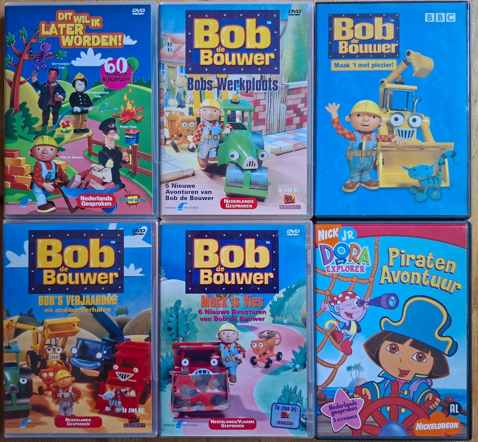 Bob de Bouwer & Dora DVD collectie (6 stuks), Gebruikt, Animatie, Alle leeftijden, Box/collectie