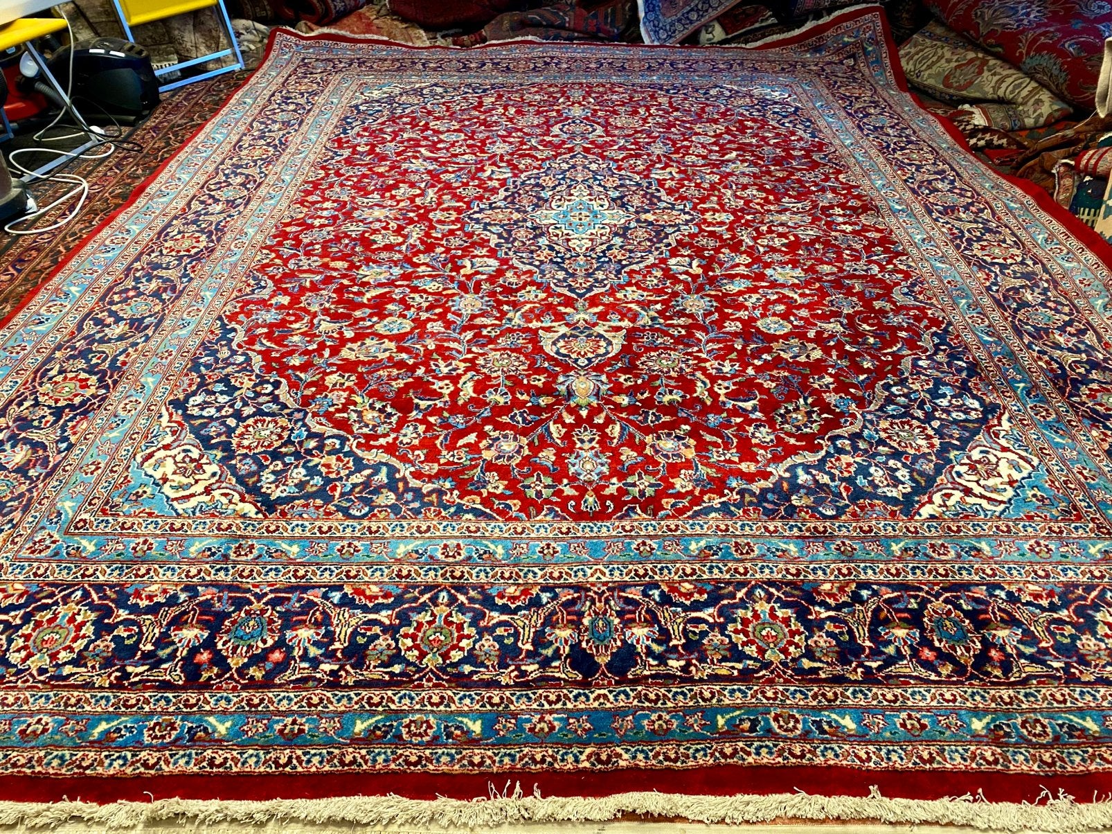 Mooi origineel handgeknoopt kashan tapijt, Gebruikt, ., 200 cm of meer, Ophalen of Verzenden