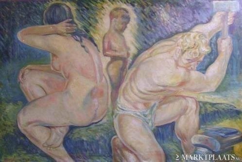 gesigneerd =100 x 150 cm ===SYMBOLIST=== c a 1930===, Ophalen