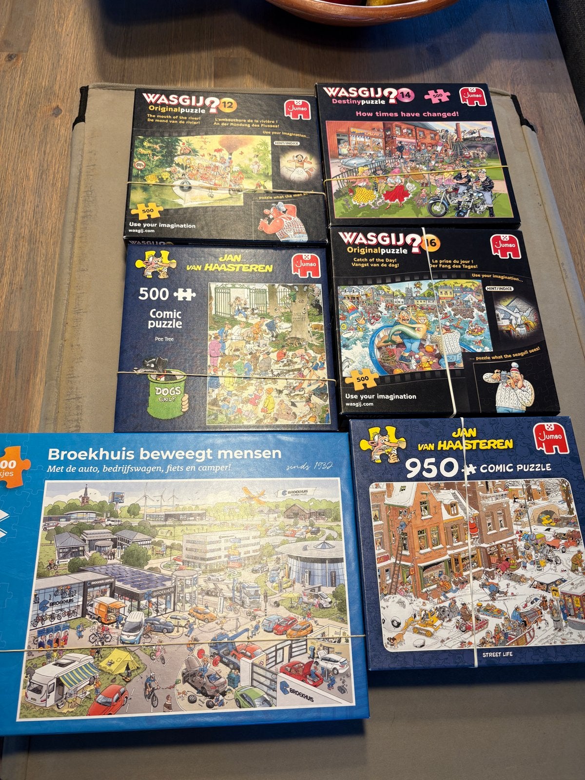 Diverse puzzels: Wasgij, Jan van Haasteren, Broekhuis, Ophalen of Verzenden, 500 t/m 1500 stukjes, Gebruikt, Legpuzzel