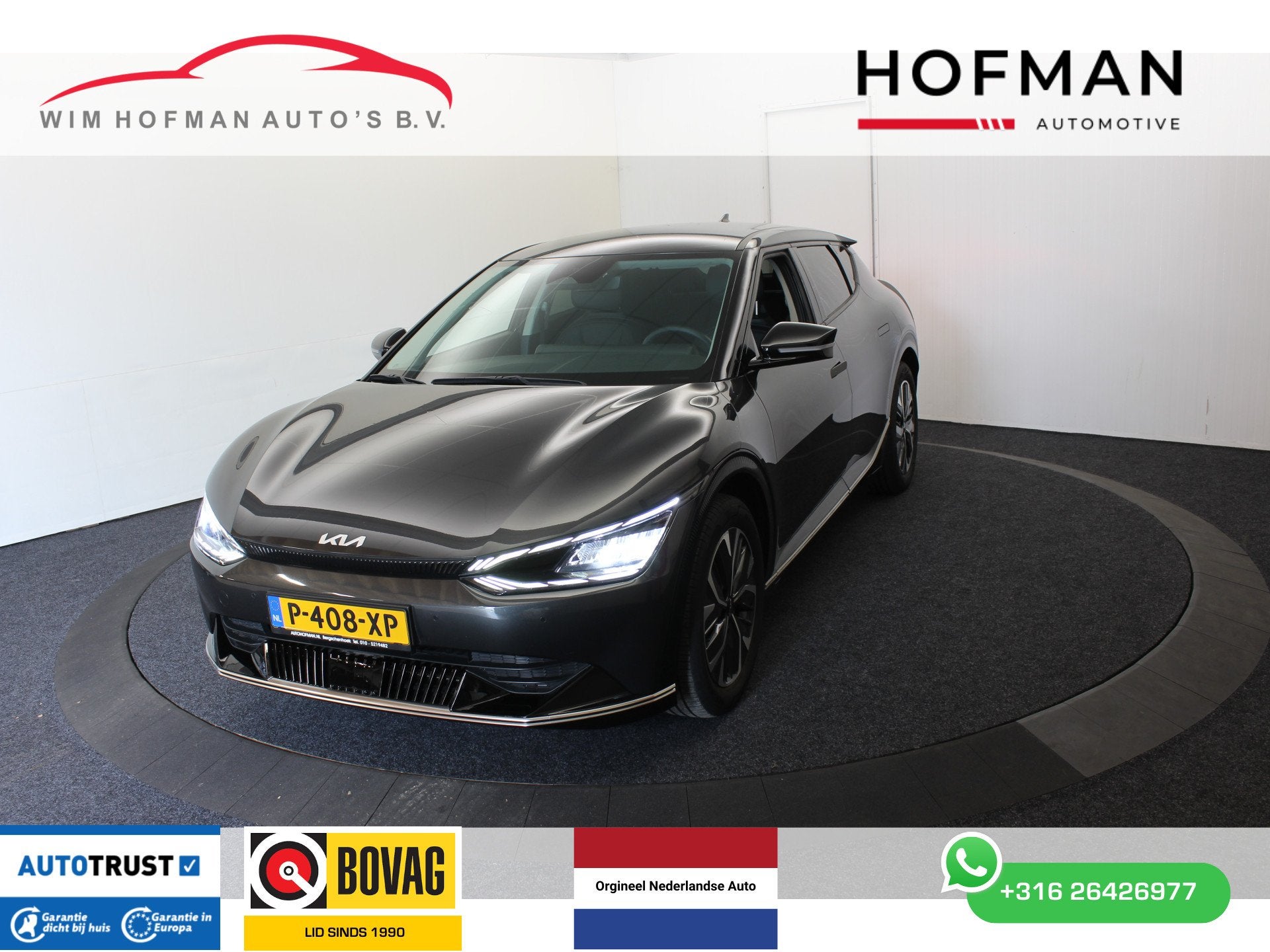 Kia Ev6 Plus 77.4 kWh SOH 100% Camera Warmtepomp EL stoel+aK, Auto's, 228 pk, Achterwielaandrijving, Gebruikt, Zwart
