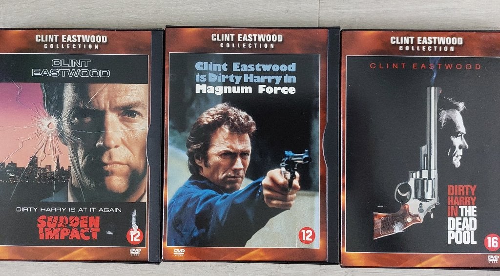 DVD Dirty Harry 3 films met Clint Eastwood, Ophalen, Engels, Nederlands, Zo goed als nieuw