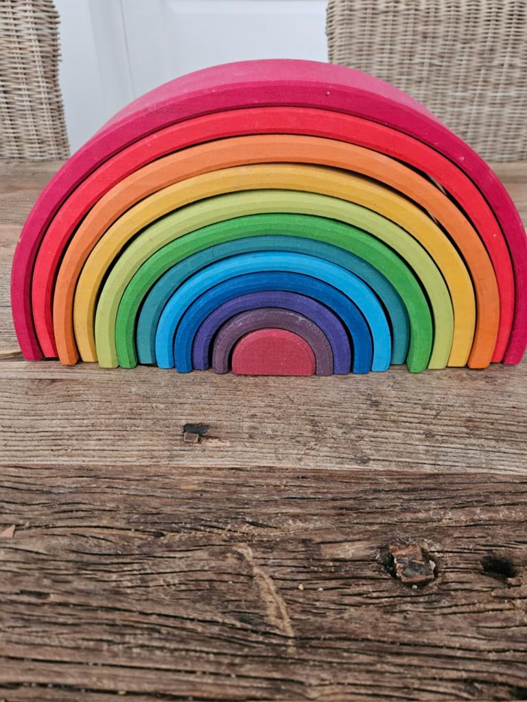 Houten Regenboog  grimm's 12 delig, Kinderen en Baby's, Speelgoed | Houten speelgoed, Ophalen of Verzenden, Zo goed als nieuw